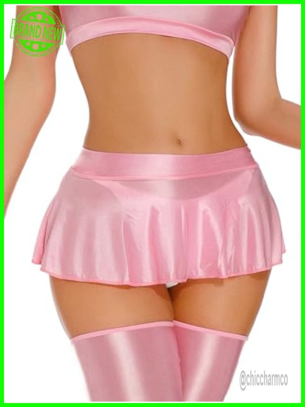 Shiny Pleated Mini Skirt Sheer See Through Clubwear Cosplay A-Line